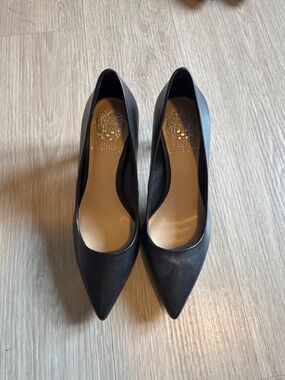 Vince Camuto Black Pointed Leather Pumps
